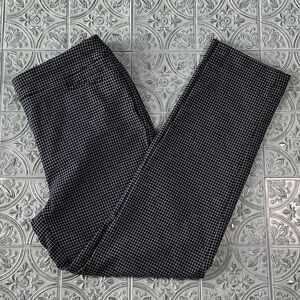 Chico's Blue White Pull On Juliet Tonal Check Ankle Pants Size 1R (US 8R)